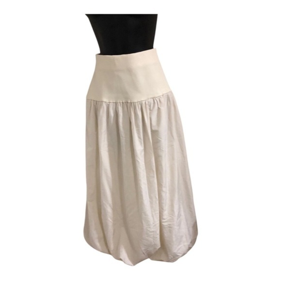 Cream puffy balloon bubble hem knit waist midi skirt size medium new - Picture 10 of 15